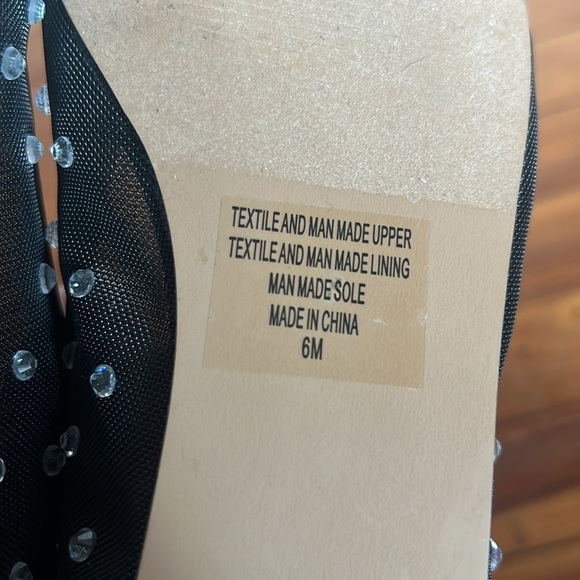 LOFT Chic Black Mesh Sparkling Studded Ballet Flats Size 6 - Picture 9 of 9